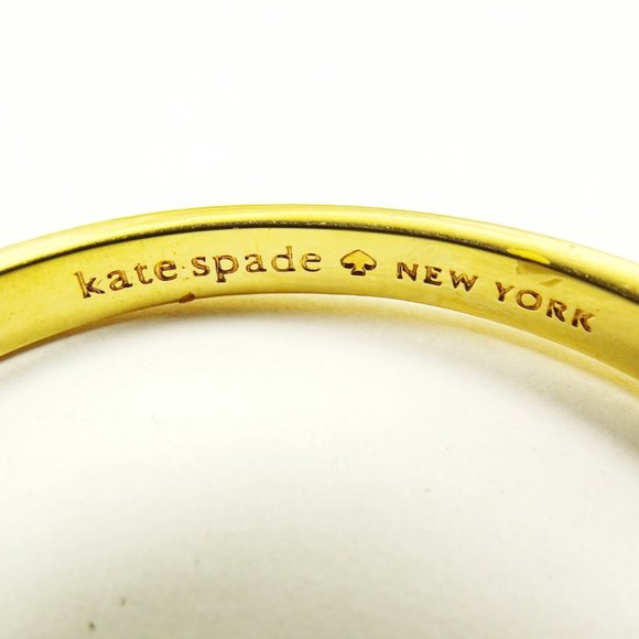 KATE SPADE Gold Plated Yellow Enamel Twisted Hinged Bangle Bracelet - Picture 5 of 7